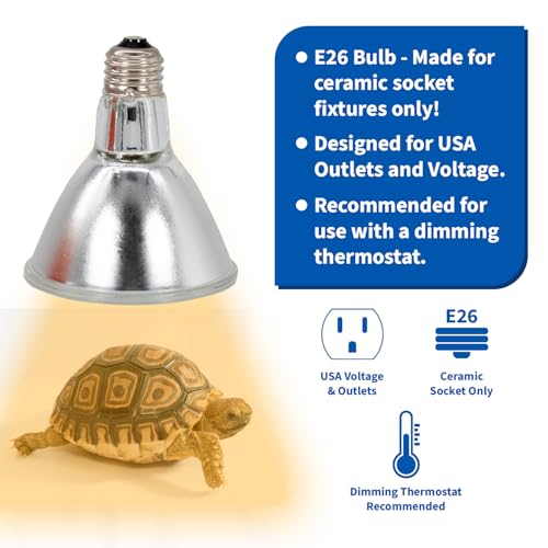 Pangea 75W Halogen Heat Lamp for Reptiles, Warming Infrared UVA Light | Designed for Ceramic Sockets - Reptile Enclosure Heat Lamp for Bearded Dragons, Leopard Geckos, Tortoises, Crested Geckos