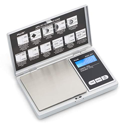 American Weigh Scales Series Digital Pocket Weight Scale Accurately Measures200g x 0.01g, (Silver), AWS-201-SIL - color: Silver, size: 200g x 0.01g
