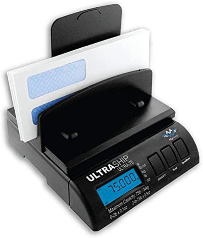 Ultraship 75 Lb Electronic Digital Shipping Postal Kitchen Scale | Tare and hold functions, removable display, letter tube and envelope holders, AC adapter not included