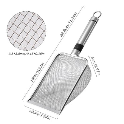 Cat Litter Scoop: Stainless Steel Shovel Kitty Litter Scooper, Easy Clean Pooper Scooper with Hanging Hole Long Handle Sifter