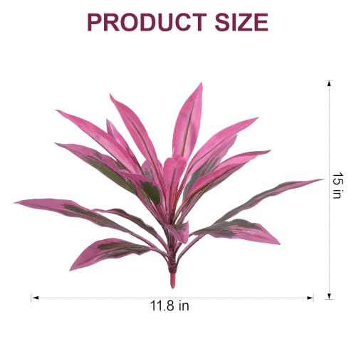 Starttag Artificial Greenery for Outdoors Fake Plants, 4 Bundles Boston Fern Plastic Leaves with Stems UV Resistant Look Real Faux Plants for Planters Patio Garden Front Porch Yard Decoration - color: Magenta