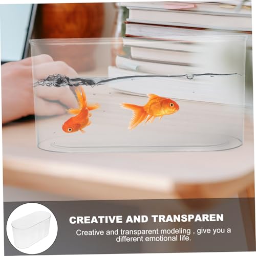YARNOW Desktop Transparent Plastic Aquarium Shatterproof Betta Fish Tank for Turtle Reptile Shrimp and Crab Habitat Easy to Clean Compact Design for Home Office