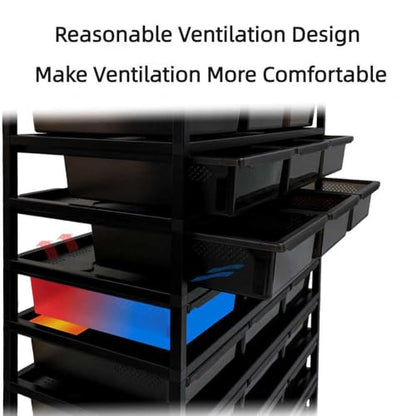 Stackable Reptile Breeding Rack, 2-Tier Reptile Terrarium with Aluminum Frame & Ventilated PET Tubs, Reptile Enclosure for Hatchling Gecko, Juvenile Bearded Dragon, Small Snake