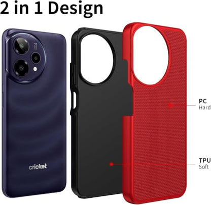 for Cricket Icon Pro SN512C 2026 Slim Dotted Hybrid Cover Phone Case + Extreme Band (Red) - color: Red