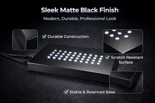36 White-Light LED Lighted Base for Glass Art - Crystal Display, Lighted Acrylic Base, Glass Vase for Centerpiece Stand, Matte Black - style: 36 LED