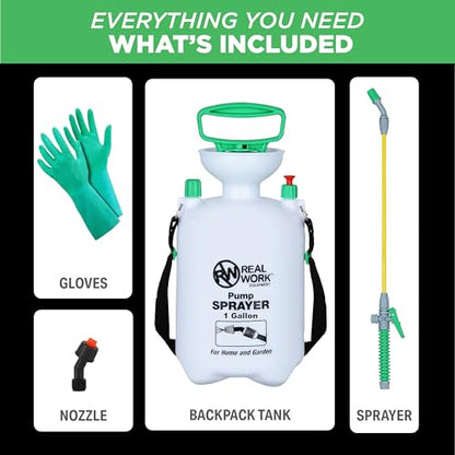 REALWORK 2pk 1-Gallon Handheld Tank Sprayer with Easy-Carry Shoulder Strap for Lawn, Garden, Yard, in Translucent White - size: 1 gallon