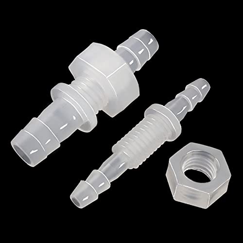 3/16" Hose ID barb Thru-Bulk Bulkhead Fittings Union Adapter Plastic Fittings with Stainless Steel Washers for Aquarium Water/Fuel/Air (Pack of 2) - size: 3/16 Inch, style: 2