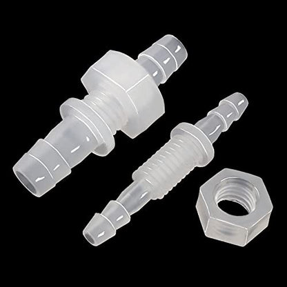 3/16" Hose ID barb Thru-Bulk Bulkhead Fittings Union Adapter Plastic Fittings with Stainless Steel Washers for Aquarium Water/Fuel/Air (Pack of 2) - size: 3/16 Inch, style: 2
