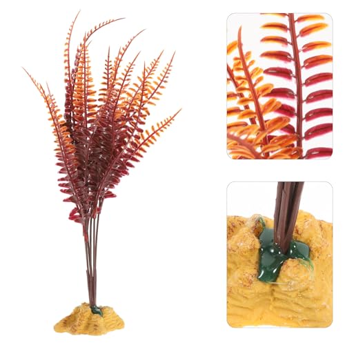 GLEAVI Artificial Reptile Tank Plants for Gecko and Tortoise Enclosure, Realistic Yellow Autumn Fern Plastic Terrarium Ornament Leaves for Snake Habitat Accessories