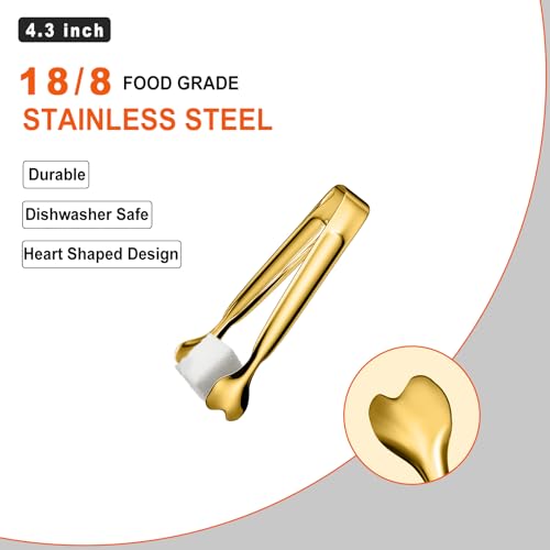 Mini Serving Tongs, Anytrp 18-Packs Stainless Steel Sugar Tongs, 4.3 inch Ice Tongs Kitchen Appetizers Tong for Coffee Bar, Tea Party, Desserts Party, Sugar and Ice Bucket - color: Gold, size: 4.3inch