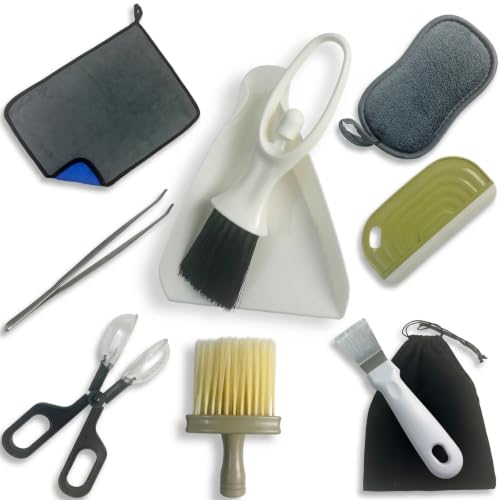 Reptile Cleaning Kit 9PCS, Terrarium Cleaning Tools Set with Scraper, Brush, Tweezers & Sponge, Tank Maintenance Kit for Bearded Dragon, Gecko, Snake Habitat Supplies