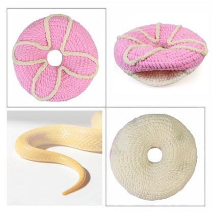Snake Hide for Ball Python Cozy Crochet Reptile Hideout Donut Bed, Soft Breathable Snake Pouch Carrier for Corn Snake, Hognose & Small Reptiles