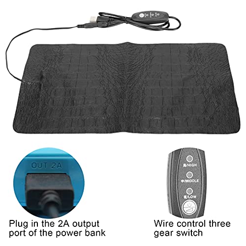 Pssopp USB Reptile Anti‑Scratch Heating Pad Reptile Heat Pad Temperature Adjustable Under Warmer Heating Mat for Small Animals(L)