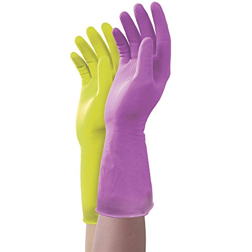 Mr. Clean Duet Reusable Latex Cleaning Gloves with Non-Slip Grip, 2 Pair, Small - size: Small (Pack of 2)