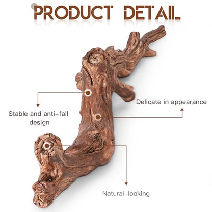 Lifelike Resin Climbing Root Branch Decor for Reptile Terrarium, Reptile Vivarium Habitat Decoration for Bearded Dragons, Geckos, Lizards, Snakes, 9.7 Inch - style: Root