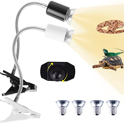 Reptile Heat Lamp,360° Rotatable Basking Spot Light,Dimmable Heating Lamp - color: Black and White