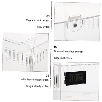 Transparent Reptile Breeding Box with Ventilation for Geckos Snakes Spiders Portable Lightweight Feeding Cage Suitable for Outdoor Pet Transport and Habitat Maintenance