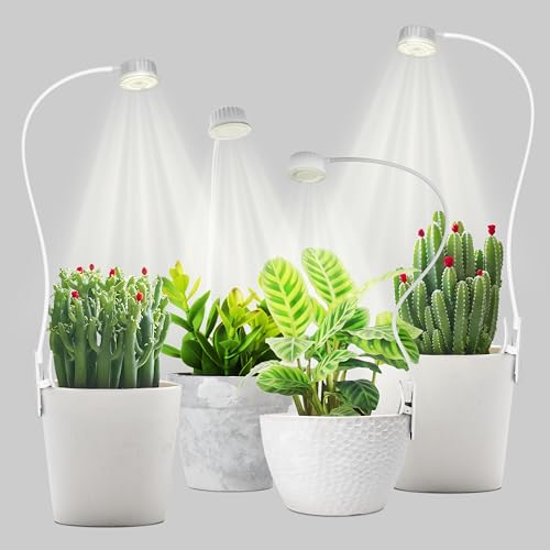 Shyineyou Small Grow Lights for Indoor Plants Full Spectrum,Plant Lights for Indoor Growing, Clip on Plant Grow Light with 3/9/12H Timer for Succulents,Small Plants, 4-Pack - size: 4P