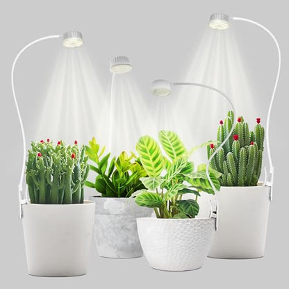 Shyineyou Small Grow Lights for Indoor Plants Full Spectrum,Plant Lights for Indoor Growing, Clip on Plant Grow Light with 3/9/12H Timer for Succulents,Small Plants, 4-Pack - size: 4P