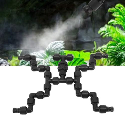 4 Head 360° Adjustable Reptile Fogger Nozzle Fine Atomization Misting System for Terrarium Vivarium Plant Humidifier 0.35in Clamping Black ABS