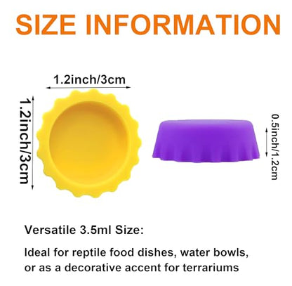 Meow&Woof 8 Pcs Reusable Silicone Reptile Feeding Cups – Bearded Dragon Water Bowl & Crested Gecko Food Dish, Habitat Tank Starter Kit Accessories for Turtle, Snake, Hermit Crab - color: 8pcs