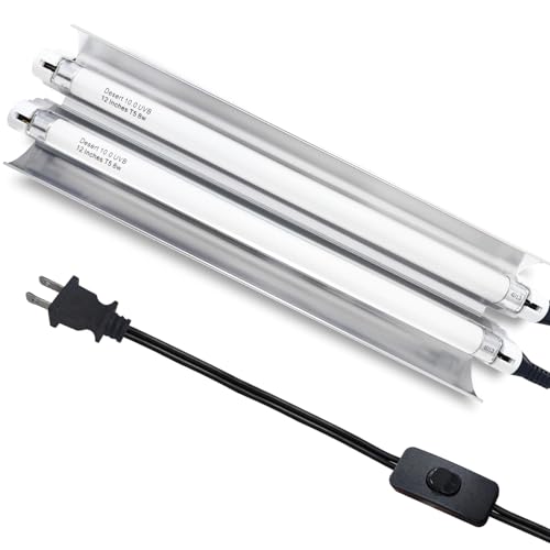 Celiwace T5 Reptile Light Fixture Combo Kit 16 Watts, 12 Inches UVB Light 2x8 Watt, T5 10.0 UVB Reptile Light Fixture, Desert Reptile Light for Lizard, Bearded Dragon, Tortoise - size: 16W Light Fixture Kit (2 Bulbs)