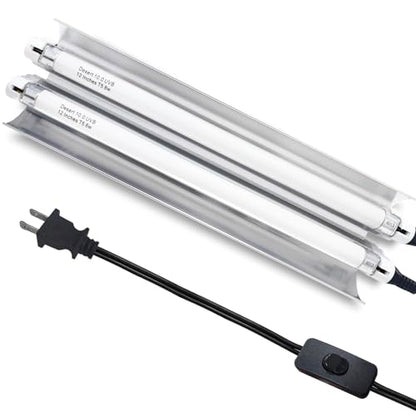Celiwace T5 Reptile Light Fixture Combo Kit 16 Watts, 12 Inches UVB Light 2x8 Watt, T5 10.0 UVB Reptile Light Fixture, Desert Reptile Light for Lizard, Bearded Dragon, Tortoise - size: 16W Light Fixture Kit (2 Bulbs)