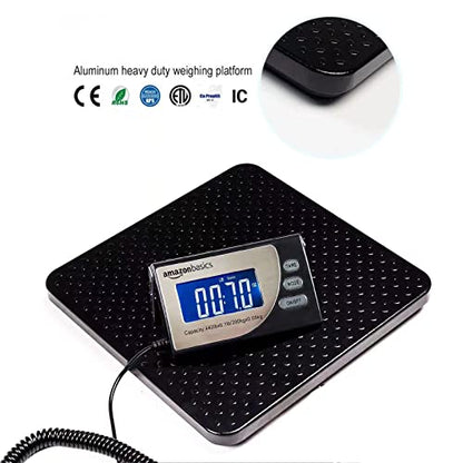 Amazon Basics Digital Postal Scale with Tare Function, Heavy Duty, Aluminium Platform, 440 lb Capacity, Digital Shipping, Portable, Black - size: 440 lb