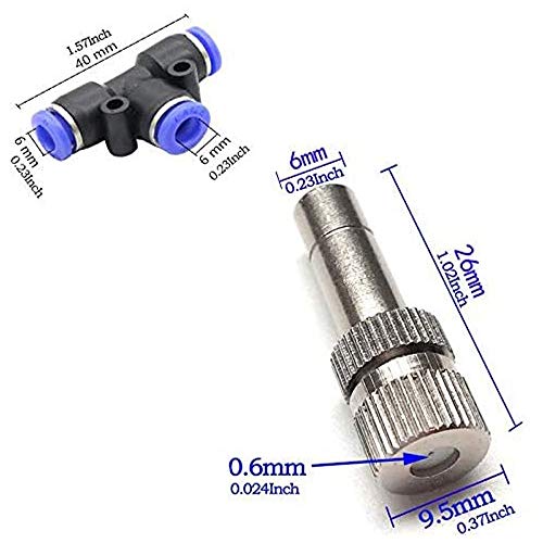 Misting Nozzles for Outdoor Cooling System 10pcs Mister Nozzle Atomizing Misting Sprayer Fog Nozzles for Garden, Humidification, Landscaping, Dust Control, 0.024Inch (Size : 0.6mm)