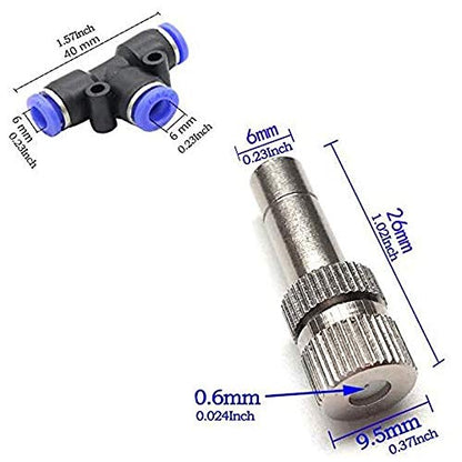 Misting Nozzles for Outdoor Cooling System 10pcs Mister Nozzle Atomizing Misting Sprayer Fog Nozzles for Garden, Humidification, Landscaping, Dust Control, 0.024Inch (Size : 0.6mm)