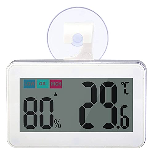 Reptile Thermometer Hygrometer Digital Gauge with Hook & Suction Cup, Accurate Temperature and Humidity Monitor for Reptile Terrarium, Bearded Dragon Tank, Snake Lizard Gecko Habitat (White) - color: White