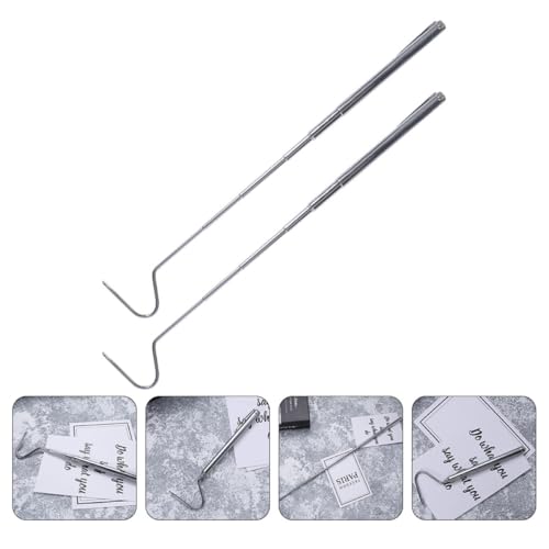 SHINEOFI 2pcs Retractable Snake Hooks Stainless Steel Reptile Catching Tools with Smooth Edges Comfortable Grip Lightweight Snake Handling Grabbers