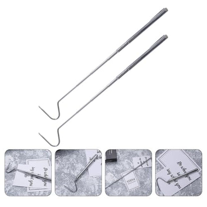 PRETYZOOM 2pcs Stainless Steel Retractable Snake Hook 71cm Snake Grabber Reptile Catching Tool for Safe Handling and Reptiles