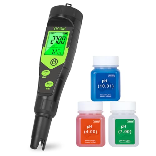Pool Salt Tester, Digital pH TDS EC Salinity Meter with Calibration Liquid | Real-Time pH & TDS/EC/SALT Display, Ideal for Saltwater Pools, Aquariums, Hot Tubs, Spas, Hydroponics, Brewing & Pickling