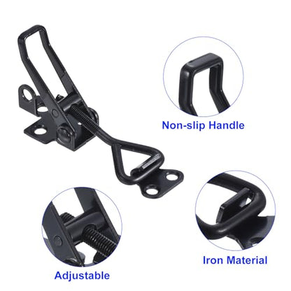 uxcell 16 Pack Adjustable Toggle Clamp, Metal Pull Latch Clamp, 4001 Style Quick Release Pull Latch Toggle Clamp, for Cabinet Trunk Chests, Black Not Included Screw - color: Black