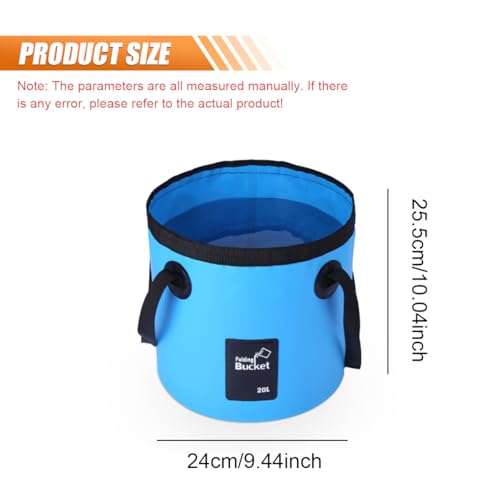 Collapsible Bucket Water Container with Handle - 5 Gallon 20L Multifunctional Portable Wash Basin - Foldable Water Bucket for Camping Fishing Hiking Gardening Car Washing&Outdoor Use(SkyBlue) - color: Skyblue