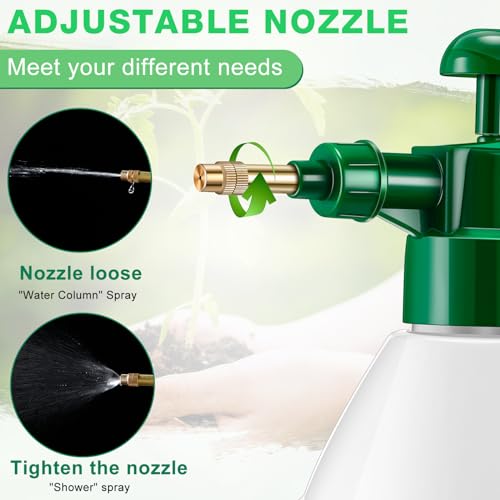 Ziliny 2 Pcs 27 oz Handheld Pump Spray Bottle Garden Mister Spray, Green | Small Garden Spray Bottle, Lawn Pressure Hand Pump Sprayer, with Adjustable Brass Nozzle, for Spraying Weeds Plants, Cleaning - size: 27 oz