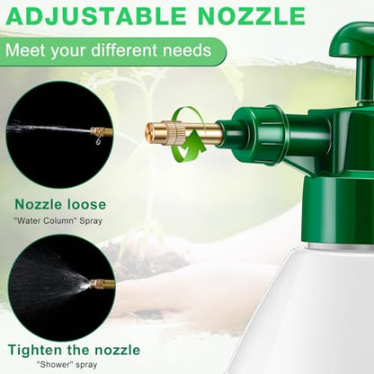 Ziliny 2 Pcs 27 oz Handheld Pump Spray Bottle Garden Mister Spray, Green | Small Garden Spray Bottle, Lawn Pressure Hand Pump Sprayer, with Adjustable Brass Nozzle, for Spraying Weeds Plants, Cleaning - size: 27 oz