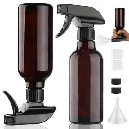 12oz Glass Spray Bottles 2 Pack, 360° Any-Angle Spraying - color: brown