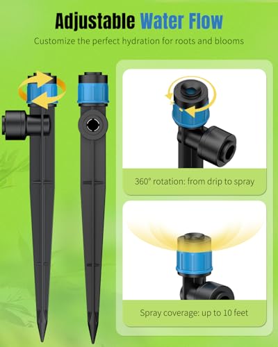 Pawfly 30 Pcs Push-to-Fit Drip Irrigation Emitters with Adjustable 360 Degree Water Flow Irrigation Drippers Drip Emitters Sprinklers with Stake Drip Irrigation System Parts for 1/4 Inch Tubing - size: 30PCS Drip Irrigation Emitters Sprayer