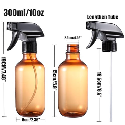 Spray Bottles 2 Pack 10 oz Refillable Plastic Squirt Bottle for Liquid | Fine Mist Water Spray Bottle with Adjustable Stream Nozzle BPA-free Spray Bottle for Hair, Plant, Cleaning, Pet Training - color: Frosted & Amber