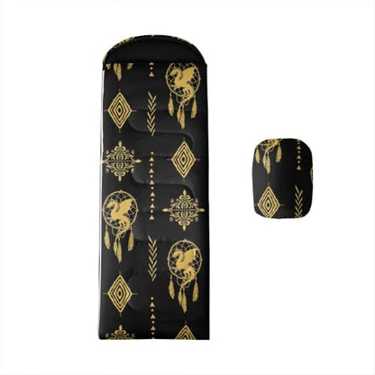 Erosebridal Sugar Skull Kids Sleeping Bag Southwestern Aztec Western Camping Blanket for Hiking Travel Hunting Sleep Bag - color: Black Yellow Gold 5