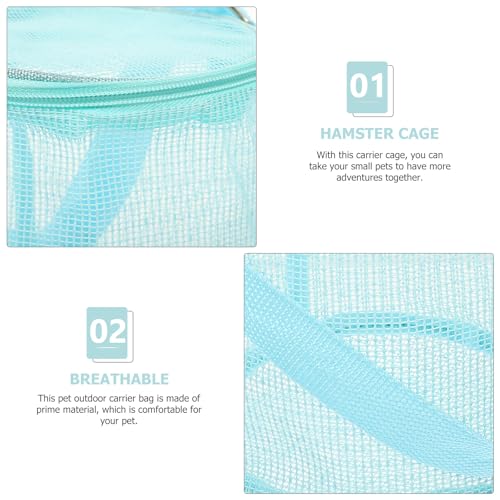 FRCOLOR Portable Guinea Pig Carrier with Breathable Mesh, Compact Multi-Function Hamster and Rat Carrier for Outdoor Travel, Daily Use Small Animal Shoulder Bag in Light Blue