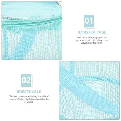 FRCOLOR Portable Guinea Pig Carrier with Breathable Mesh, Compact Multi-Function Hamster and Rat Carrier for Outdoor Travel, Daily Use Small Animal Shoulder Bag in Light Blue