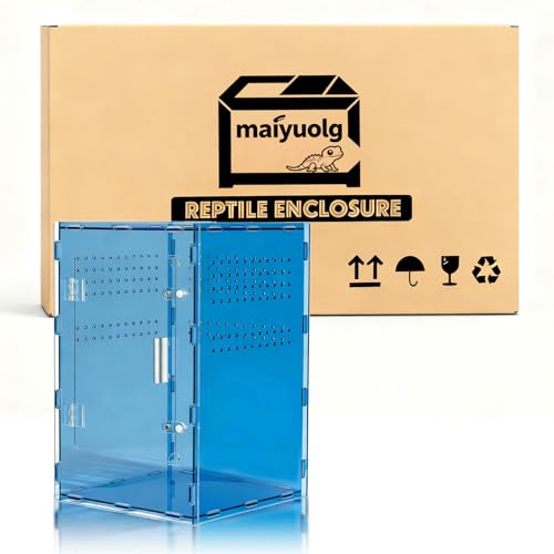 8x8x12 Blue Acrylic Terrarium Vertical for Spider Reptile | Vertical blue acrylic terrarium 8x8x12, waterproof sealed body, secure anti-escape, suits Reptile spider small lizard - color: Blue