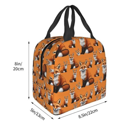 Adult Snow Foxs Print Insulated Lunch Tote Reusable | Snow Foxs, Polyester Thermal Insulation Tote, Zipper Closure for Travel, Gym & Picnic - color: Pattern (848)