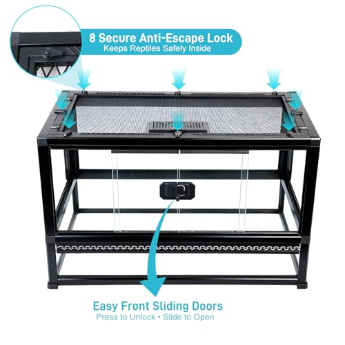 16 Gallon Reptile Glass Enclosure 22" x 14" x 12“ | Front Opening Reptile Terrarium Tank, Easy Assembly Habitat for Geckos, Small Lizards, Corn Snakes, Frogs, Hermit Crab - size: 22" x 14" x 12"