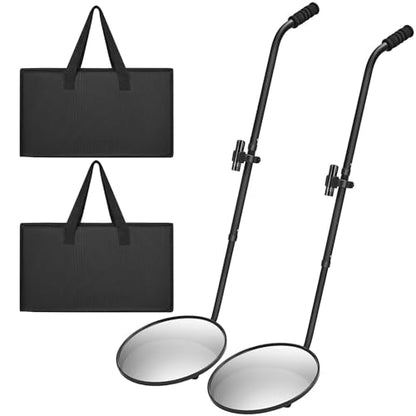 Barydat 2 Pack Under Vehicle Inspection Mirror with Telescoping Handle and Light 12 Inch Diameter Security Angle Adjustment Handheld Inspection Mirror for Under Car Truck Equipment Over Shelf - size: 12 Inch