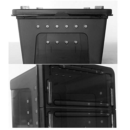 OMEM Portable Reptile Terrarium Habitat for Mini Pet Houses Breathable Holes Stackable Container (2PCS-Black-L) - size: 2PCS-Black-L