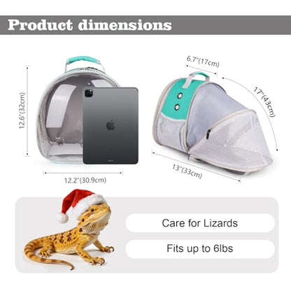 WEVONIGU Expandable Small Animal Backpack Carrier with Clear Bubble Window Large Space Travel Cage for Hedgehog Rat Parrot,Bearded Dragon,Sugar Glider,Airline Approved (Green, BE Backpack) - color: Green, size: BE Backpack